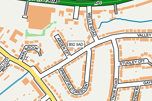 B92 9AD map - OS OpenMap – Local (Ordnance Survey)