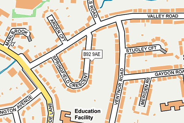 B92 9AE map - OS OpenMap – Local (Ordnance Survey)