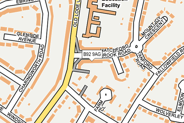 B92 9AG map - OS OpenMap – Local (Ordnance Survey)