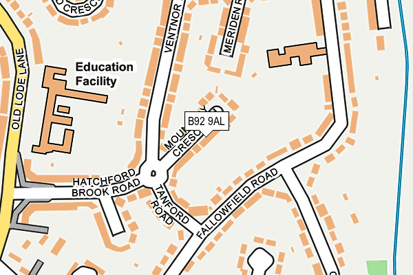 B92 9AL map - OS OpenMap – Local (Ordnance Survey)