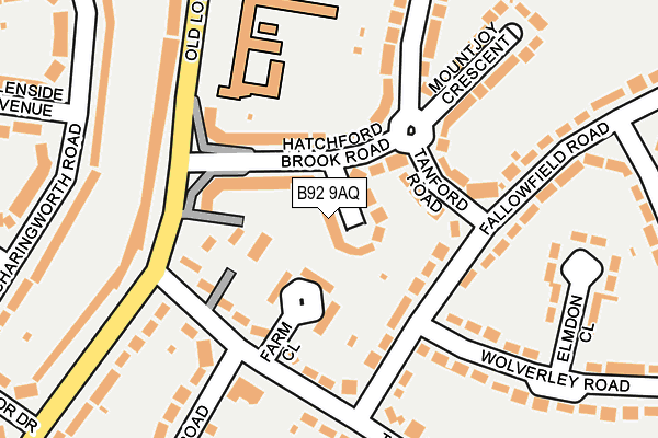 B92 9AQ map - OS OpenMap – Local (Ordnance Survey)