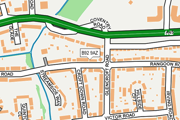 B92 9AZ map - OS OpenMap – Local (Ordnance Survey)