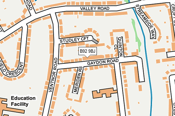 B92 9BJ map - OS OpenMap – Local (Ordnance Survey)