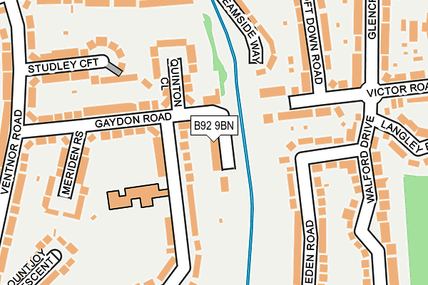 B92 9BN map - OS OpenMap – Local (Ordnance Survey)