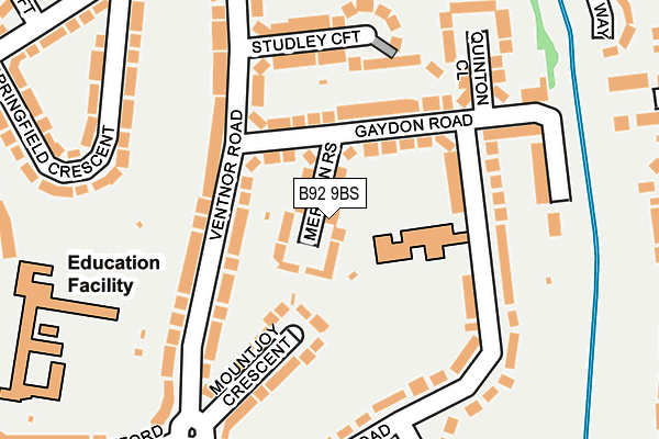 B92 9BS map - OS OpenMap – Local (Ordnance Survey)