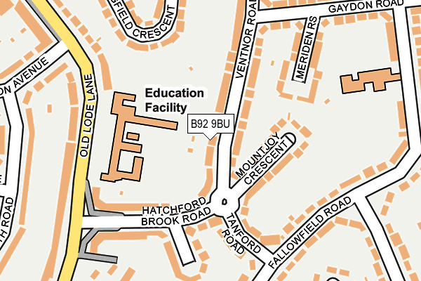 B92 9BU map - OS OpenMap – Local (Ordnance Survey)