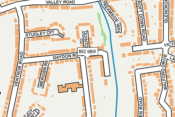 B92 9BW map - OS OpenMap – Local (Ordnance Survey)