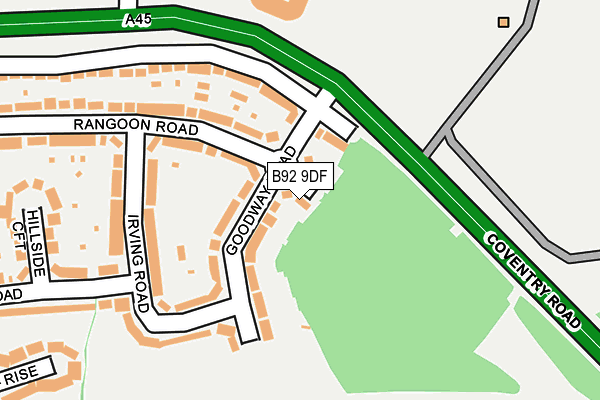 B92 9DF map - OS OpenMap – Local (Ordnance Survey)