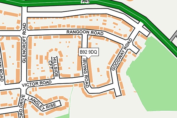 B92 9DQ map - OS OpenMap – Local (Ordnance Survey)