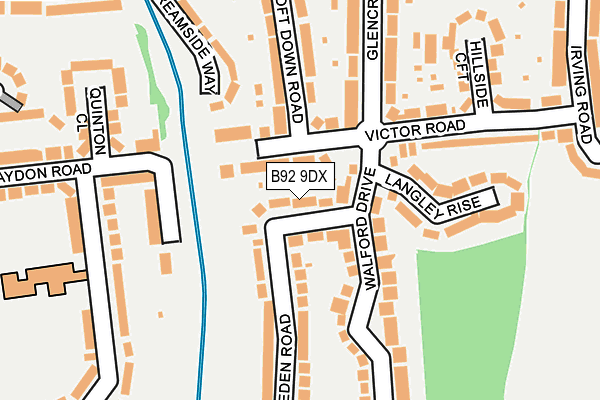 B92 9DX map - OS OpenMap – Local (Ordnance Survey)