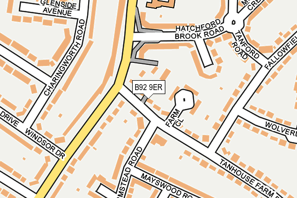 B92 9ER map - OS OpenMap – Local (Ordnance Survey)