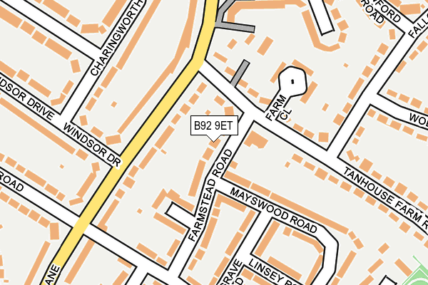 B92 9ET map - OS OpenMap – Local (Ordnance Survey)