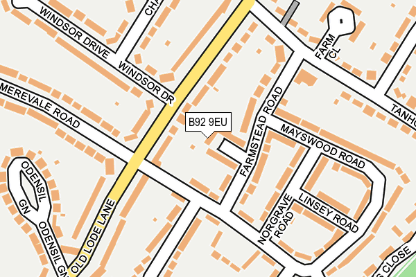 B92 9EU map - OS OpenMap – Local (Ordnance Survey)