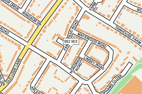 B92 9EX map - OS OpenMap – Local (Ordnance Survey)