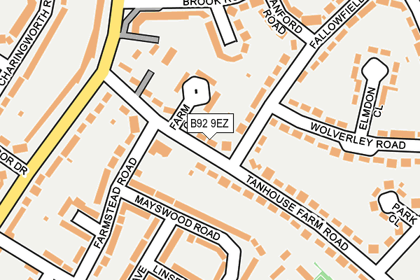 B92 9EZ map - OS OpenMap – Local (Ordnance Survey)