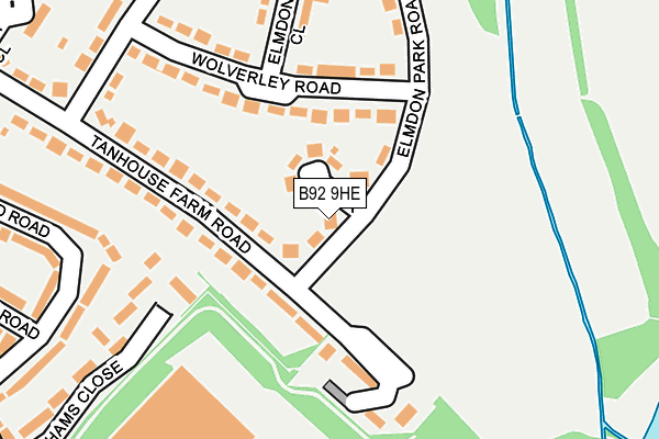B92 9HE map - OS OpenMap – Local (Ordnance Survey)