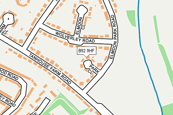 B92 9HF map - OS OpenMap – Local (Ordnance Survey)