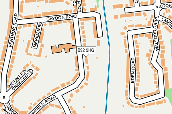 B92 9HG map - OS OpenMap – Local (Ordnance Survey)