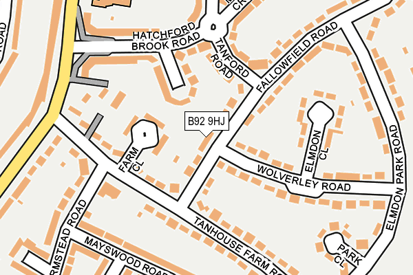 B92 9HJ map - OS OpenMap – Local (Ordnance Survey)