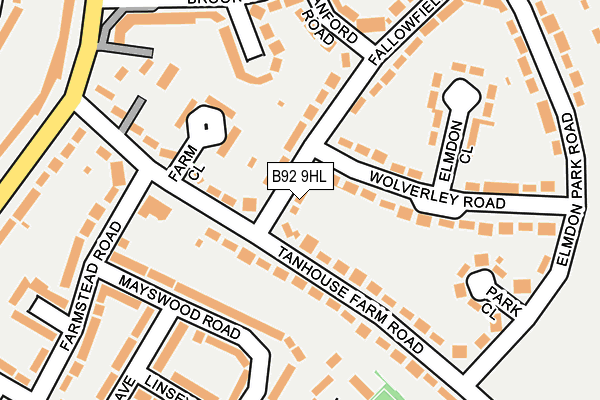 B92 9HL map - OS OpenMap – Local (Ordnance Survey)