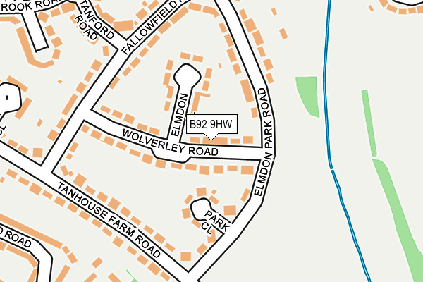 B92 9HW map - OS OpenMap – Local (Ordnance Survey)
