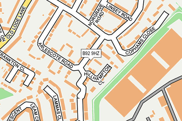B92 9HZ map - OS OpenMap – Local (Ordnance Survey)