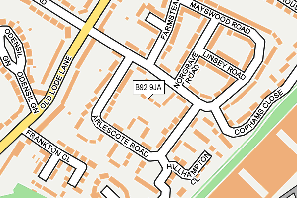 B92 9JA map - OS OpenMap – Local (Ordnance Survey)