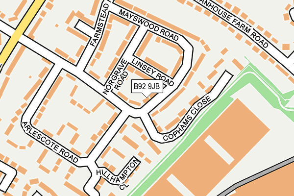 B92 9JB map - OS OpenMap – Local (Ordnance Survey)