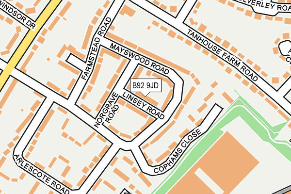 B92 9JD map - OS OpenMap – Local (Ordnance Survey)