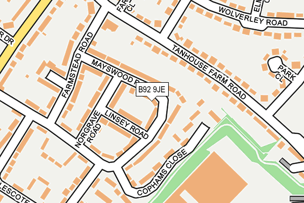 B92 9JE map - OS OpenMap – Local (Ordnance Survey)