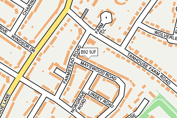 B92 9JF map - OS OpenMap – Local (Ordnance Survey)