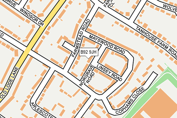 B92 9JH map - OS OpenMap – Local (Ordnance Survey)