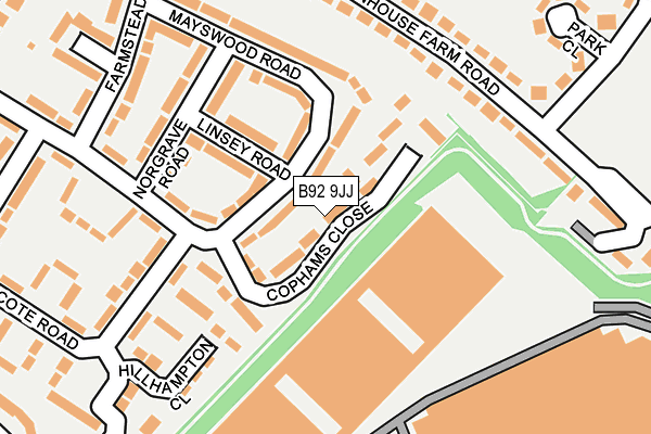 B92 9JJ map - OS OpenMap – Local (Ordnance Survey)