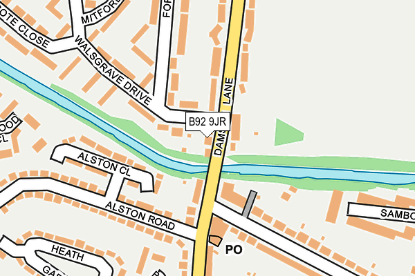 B92 9JR map - OS OpenMap – Local (Ordnance Survey)