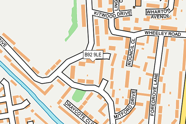 B92 9LE map - OS OpenMap – Local (Ordnance Survey)