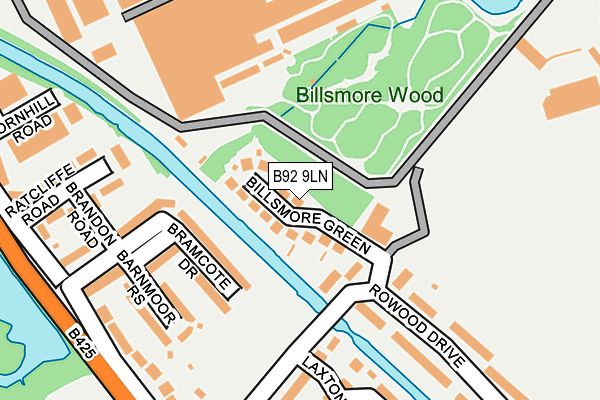 B92 9LN map - OS OpenMap – Local (Ordnance Survey)