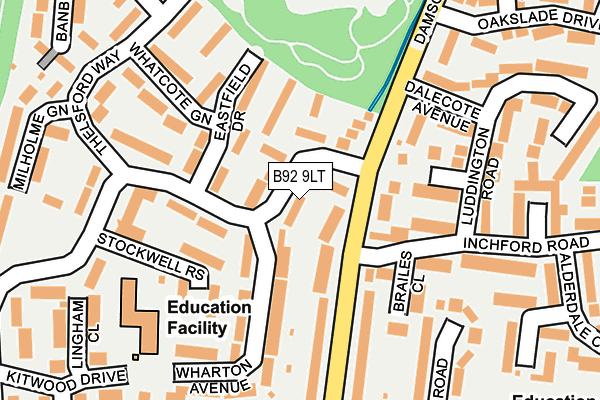 B92 9LT map - OS OpenMap – Local (Ordnance Survey)