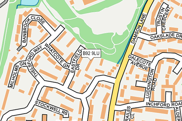 B92 9LU map - OS OpenMap – Local (Ordnance Survey)