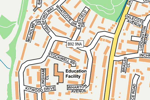 B92 9NA map - OS OpenMap – Local (Ordnance Survey)