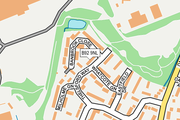 B92 9NL map - OS OpenMap – Local (Ordnance Survey)