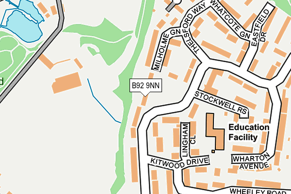B92 9NN map - OS OpenMap – Local (Ordnance Survey)