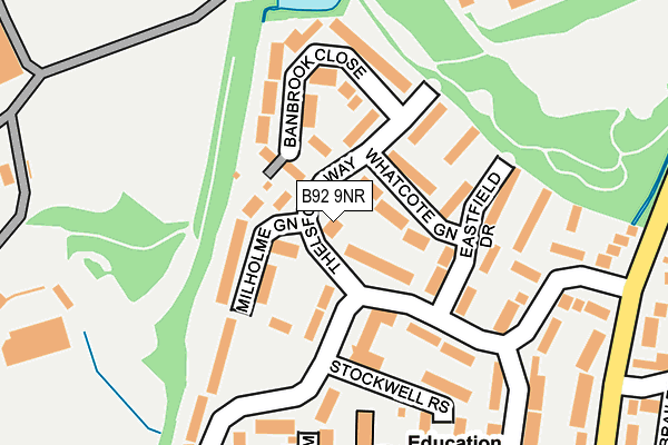 B92 9NR map - OS OpenMap – Local (Ordnance Survey)