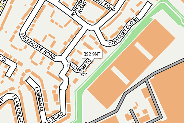 B92 9NT map - OS OpenMap – Local (Ordnance Survey)