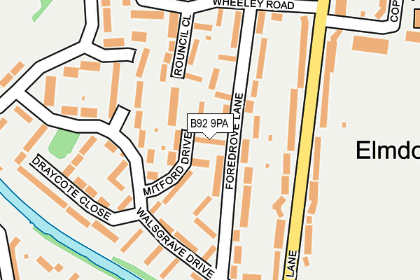 B92 9PA map - OS OpenMap – Local (Ordnance Survey)