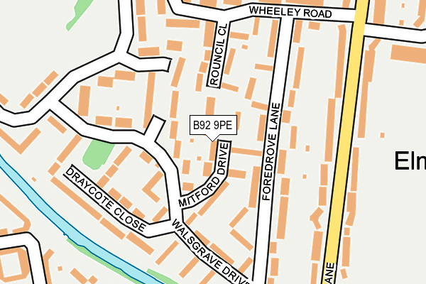 B92 9PE map - OS OpenMap – Local (Ordnance Survey)
