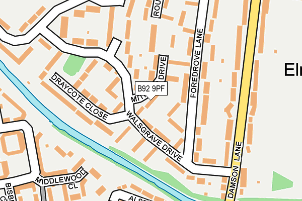 B92 9PF map - OS OpenMap – Local (Ordnance Survey)