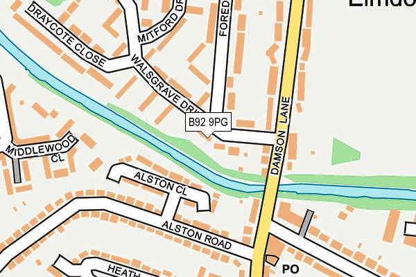 B92 9PG map - OS OpenMap – Local (Ordnance Survey)
