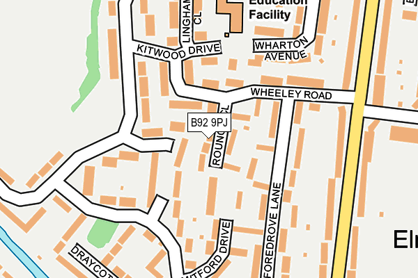 B92 9PJ map - OS OpenMap – Local (Ordnance Survey)