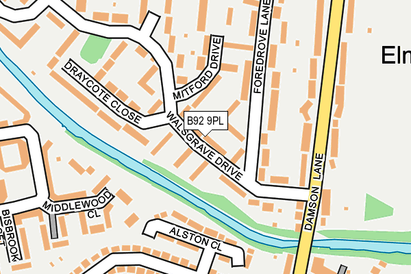 B92 9PL map - OS OpenMap – Local (Ordnance Survey)