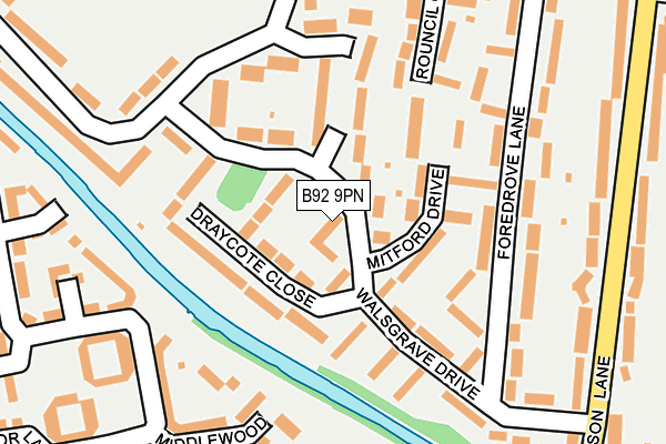 B92 9PN map - OS OpenMap – Local (Ordnance Survey)